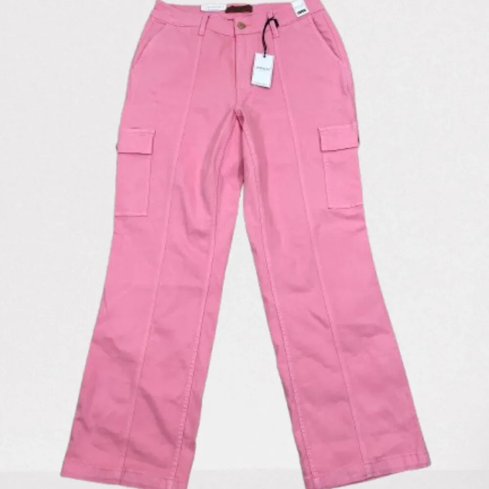 Judy Blue NEW Garment Dyed Cargo Jeans Size 14W Pink - Picture 3 of 10